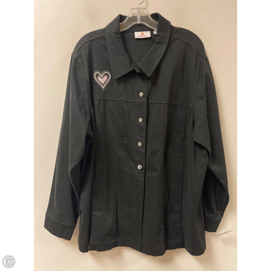 Jacket Denim By Quaker Factory In Black, Size: 1x