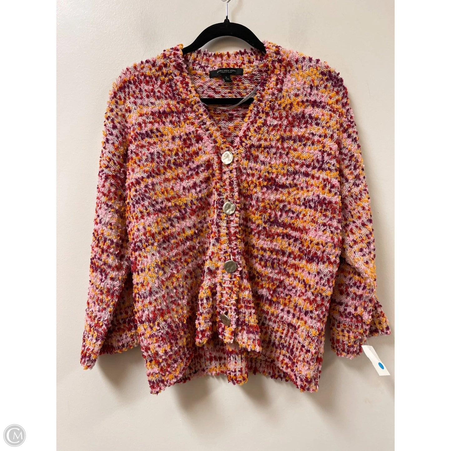 Sweater Cardigan By Marc New York In Orange & Pink, Size: M