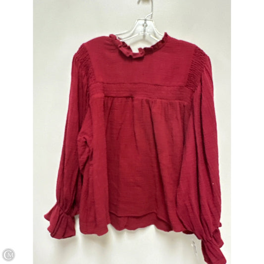 Top Long Sleeve By Lumiere In Red, Size: L