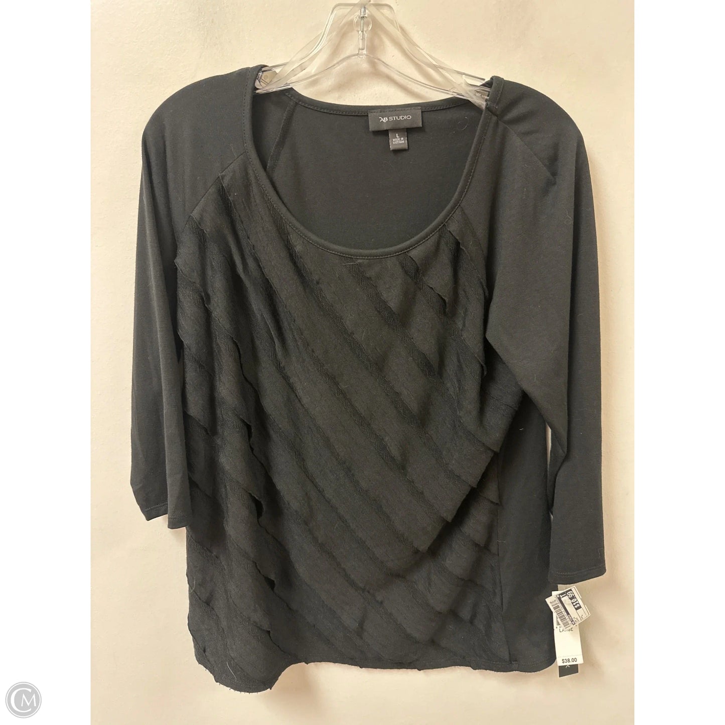 Top Long Sleeve By Ab Studio In Black, Size: L