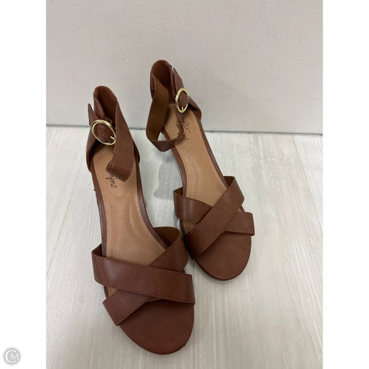 Sandals Heels Wedge By Dexflex In Brown, Size: 9.5