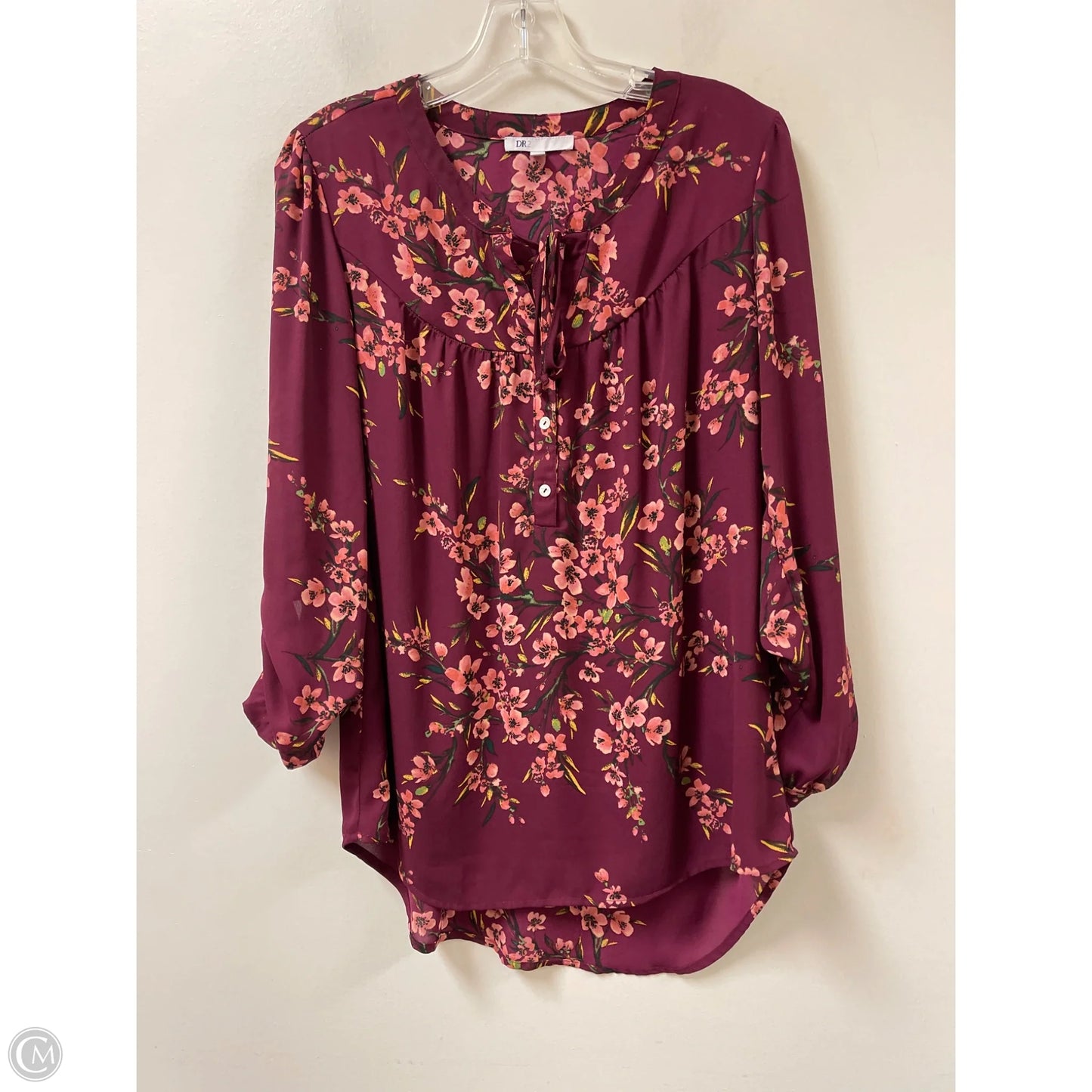 Top Long Sleeve By Dr2 In Red, Size: M