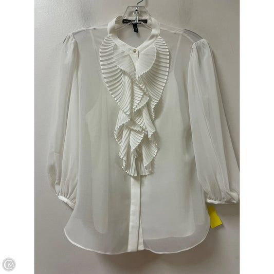 Blouse Long Sleeve By White House Black Market In Cream, Size: Xs