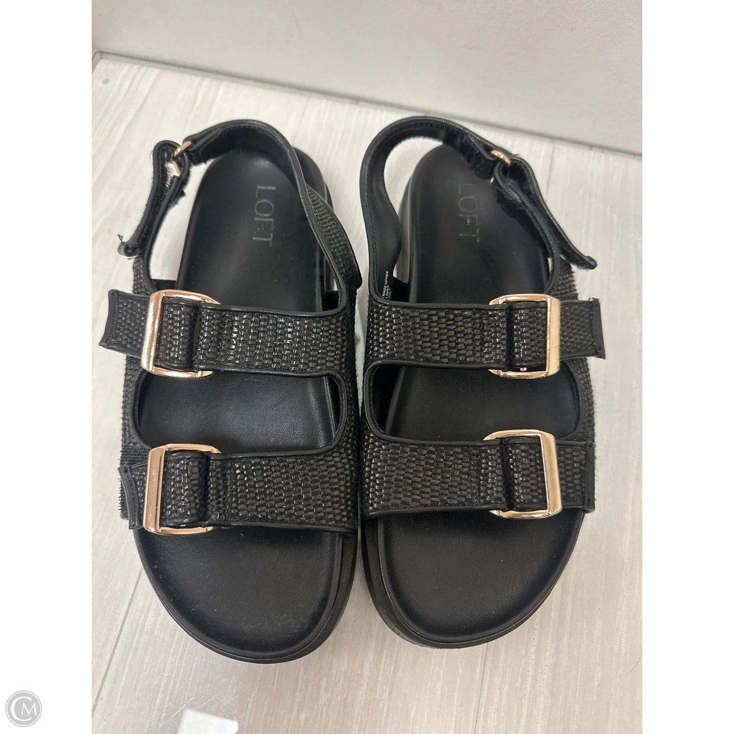 Sandals Flats By Loft In Black, Size: 8.5