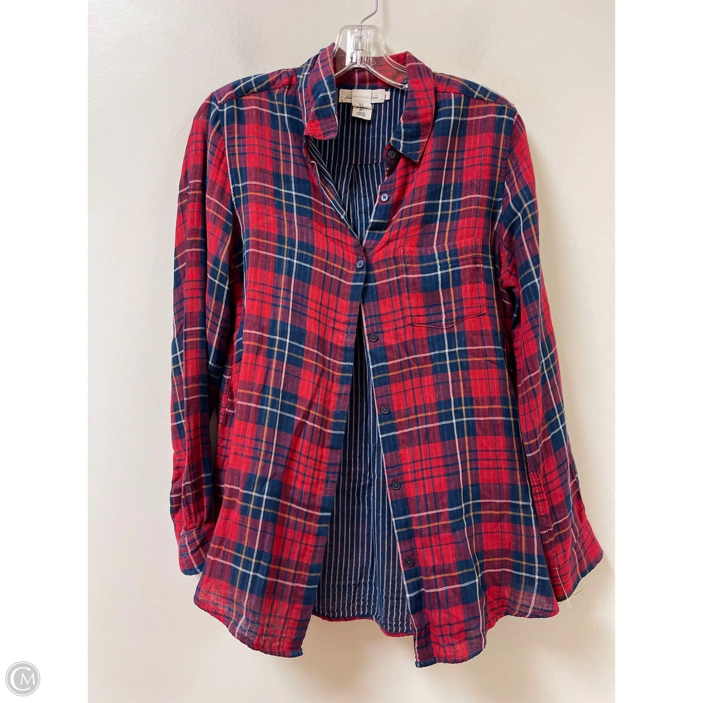Blouse Long Sleeve By Logg In Blue & Red, Size: S
