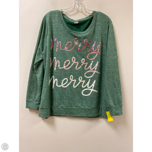 Top Long Sleeve By Holiday Time In Green, Size: Xl