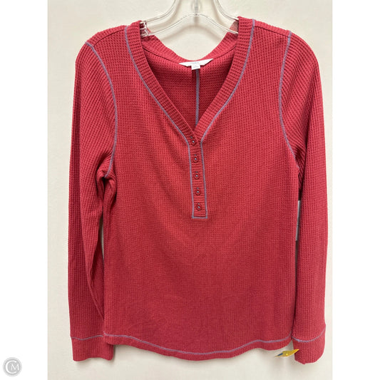 Top Long Sleeve Basic By Time And Tru In Red, Size: M