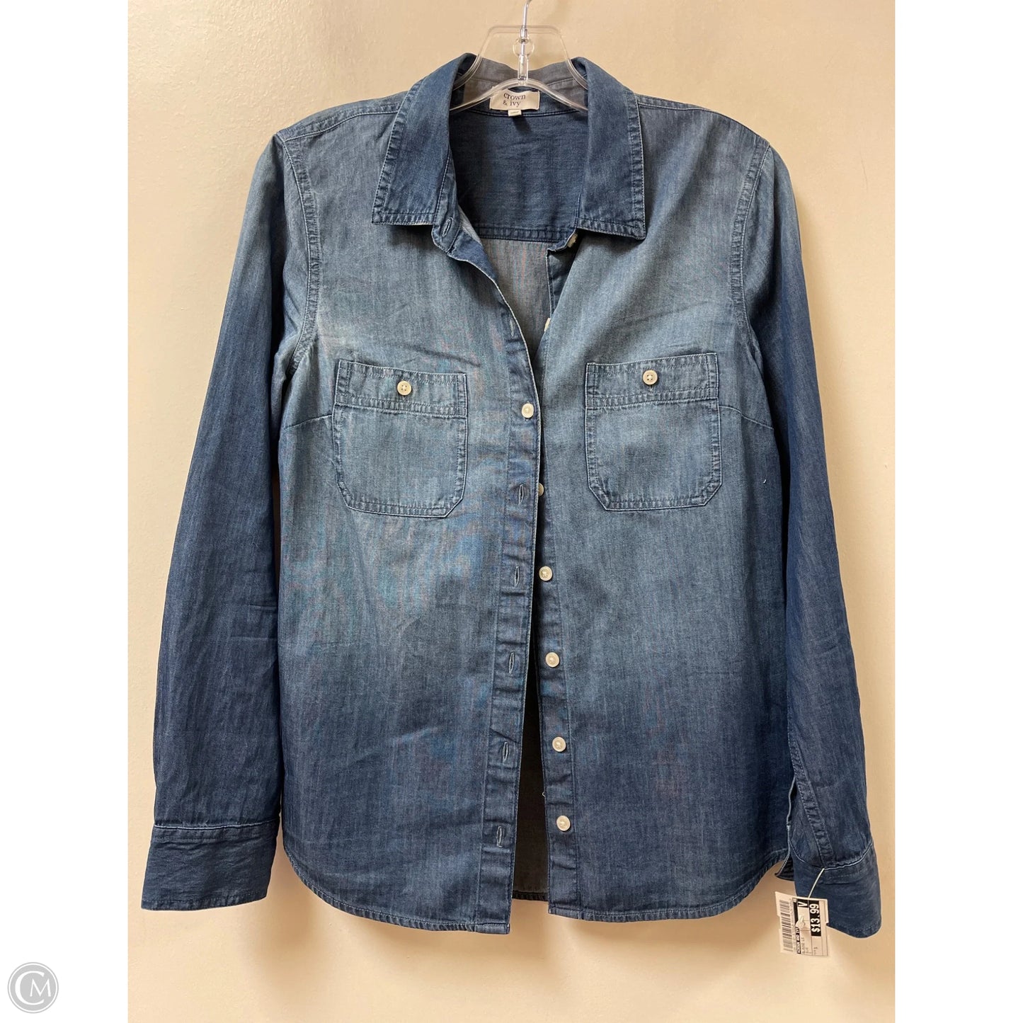 Blouse Long Sleeve By Crown And Ivy In Blue, Size: S