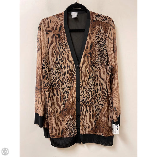 Cardigan By Chicos In Animal Print, Size: 2x