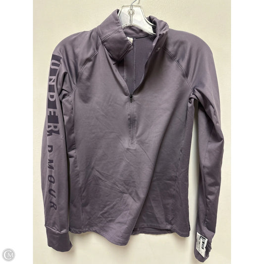 Athletic Top Long Sleeve Collar By Under Armour In Purple, Size: S