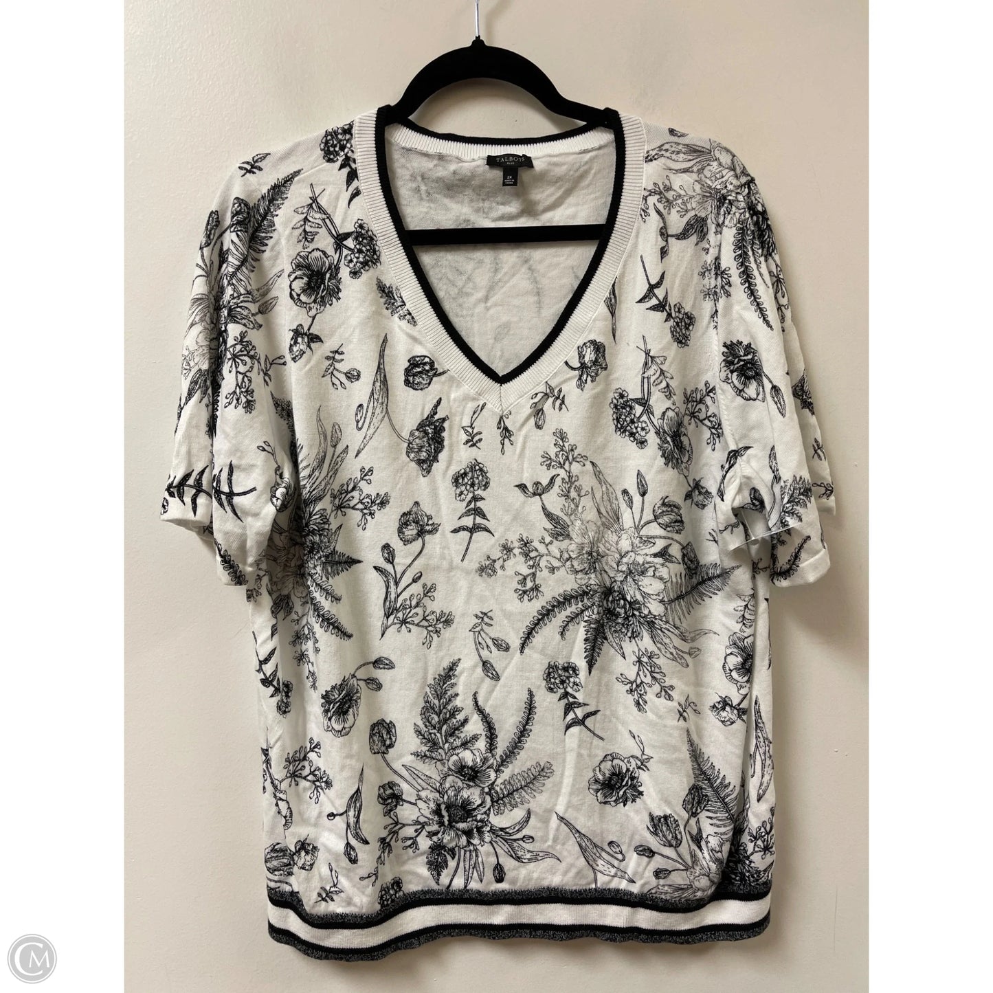 Top Short Sleeve By Talbots In White, Size: 2x