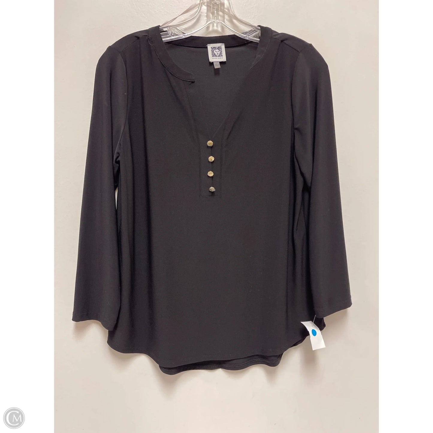 Top Long Sleeve By Anne Klein In Black, Size: S
