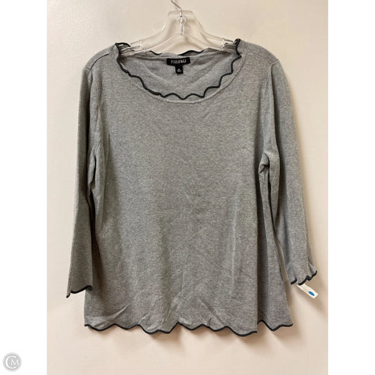 Top 3/4 Sleeve By Roz And Ali In Grey, Size: Xl