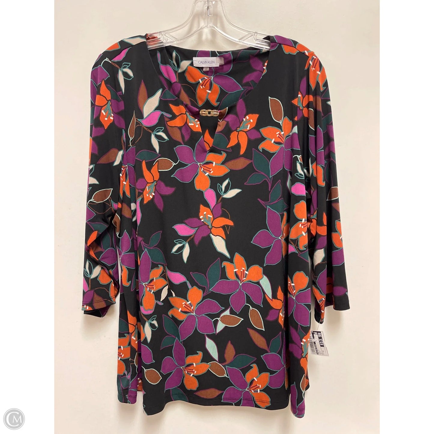 Top Long Sleeve By Calvin Klein In Black, Size: 1x