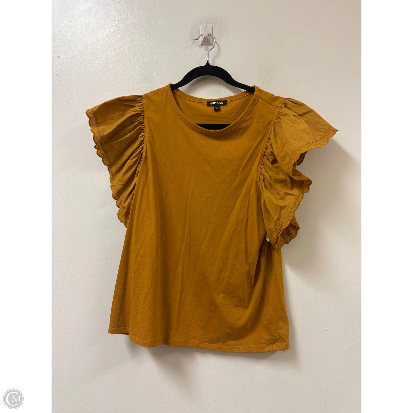 Top Short Sleeve By Express In Yellow, Size: M