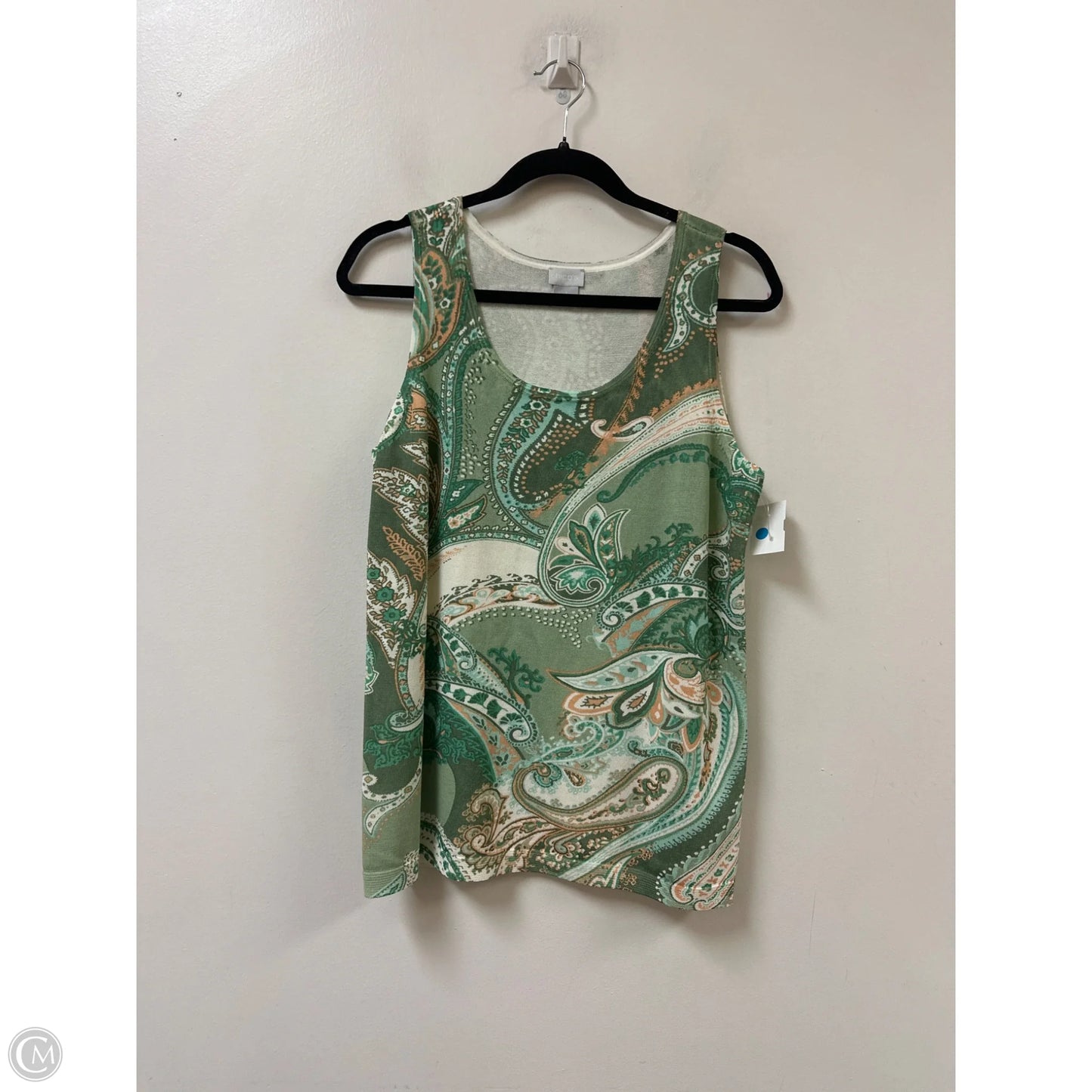 Top Sleeveless By Chicos In Green, Size: M