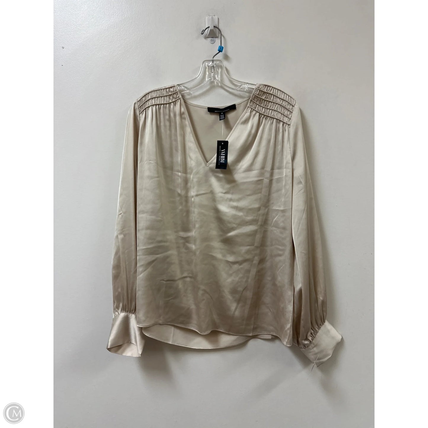 Blouse Long Sleeve By White House Black Market In Tan, Size: M