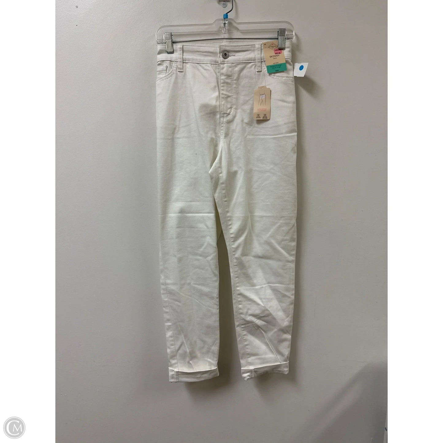 Jeans Skinny By St Johns Bay In Cream, Size: 14