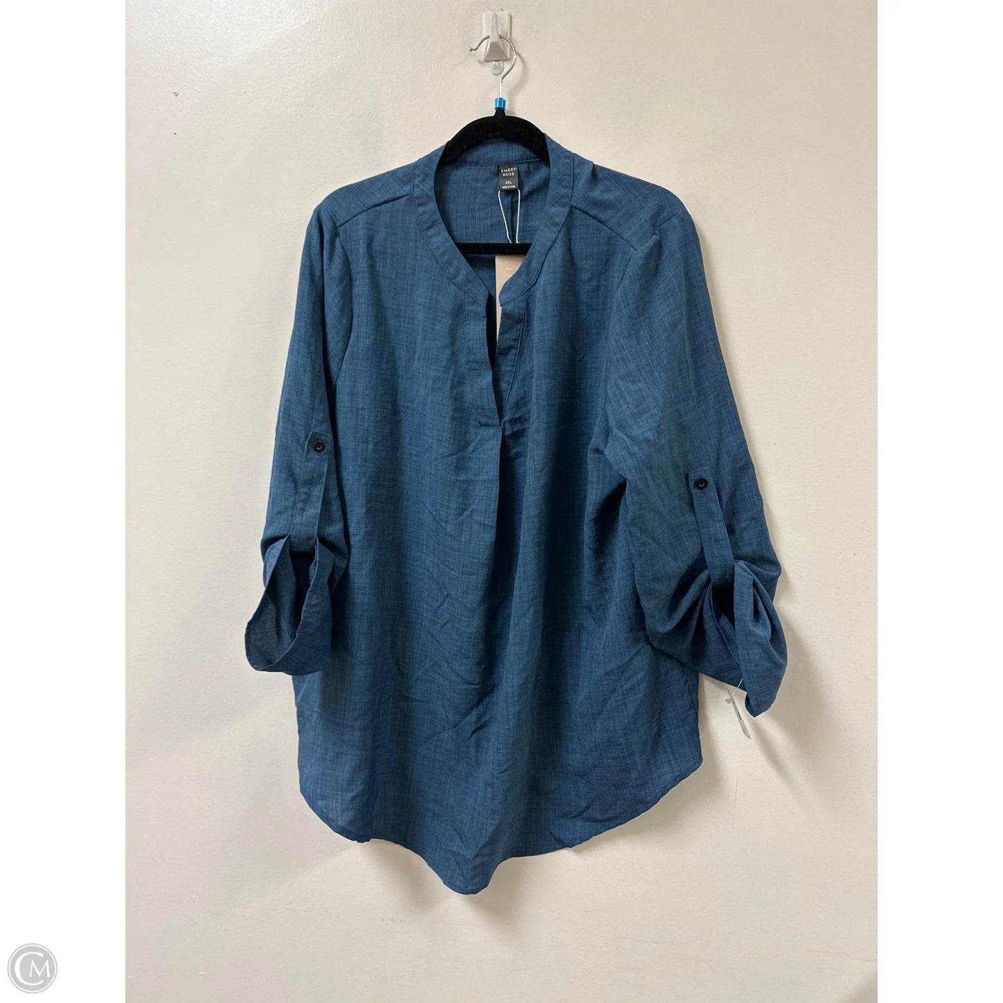 Top Long Sleeve By Emery Rose In Blue, Size: 2x