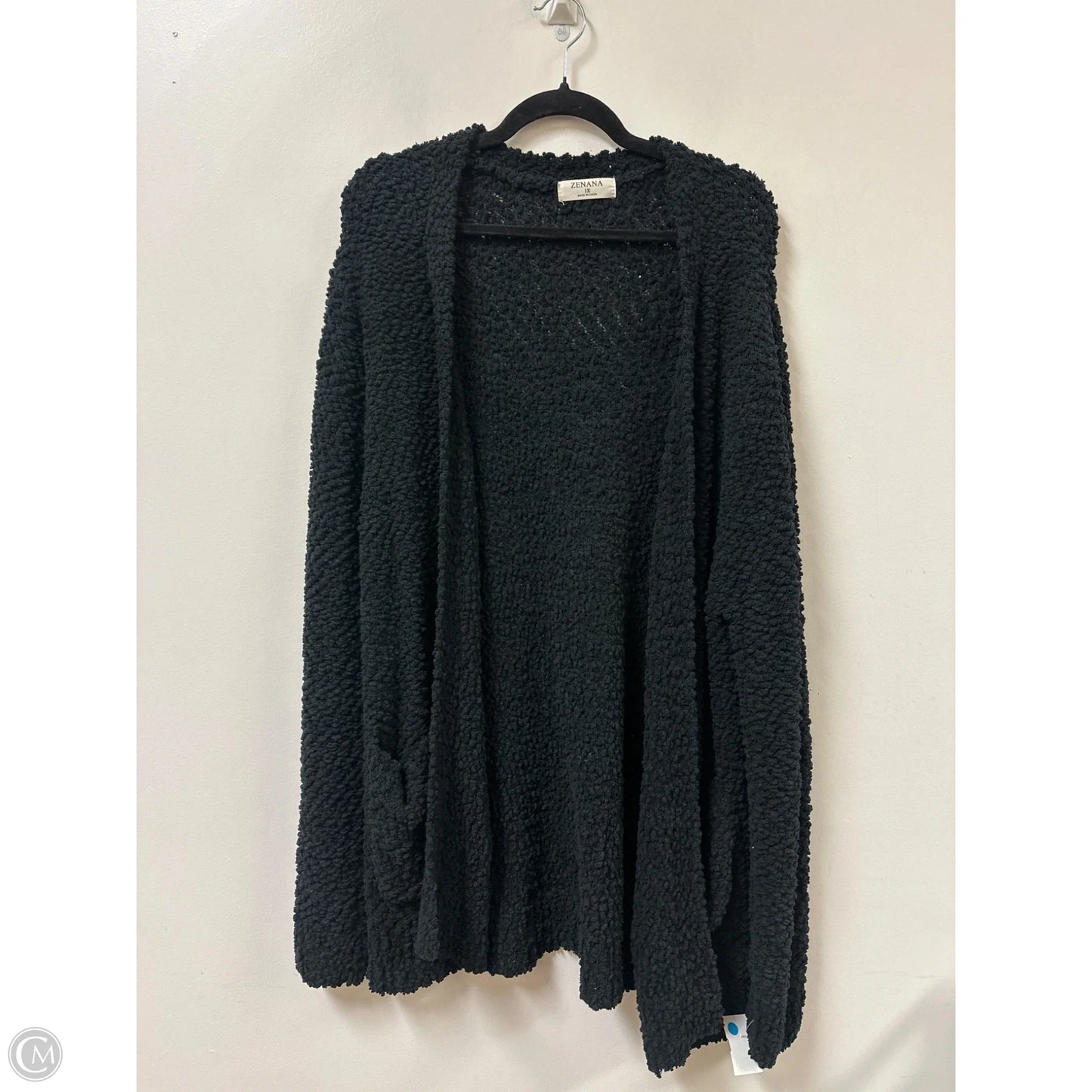 Sweater Cardigan By Zenana In Black, Size: 1x