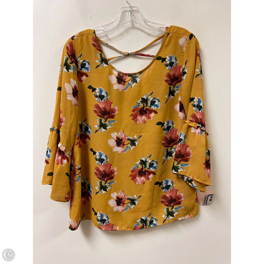 Top Long Sleeve By Cc In Yellow, Size: M
