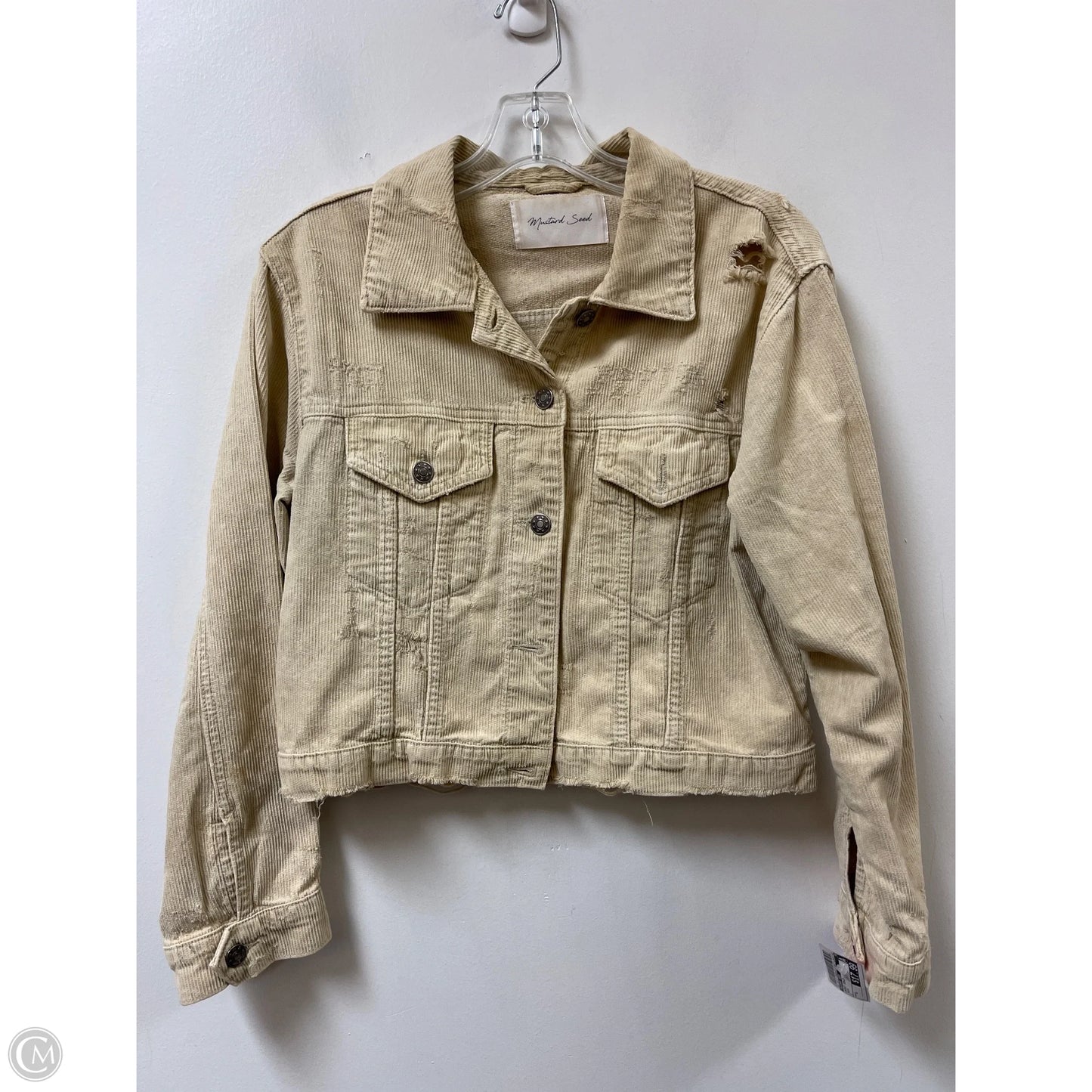 Jacket Denim By Mustard Seed In Cream, Size: S