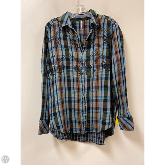 Tunic Long Sleeve By Free People In Blue & Brown, Size: S