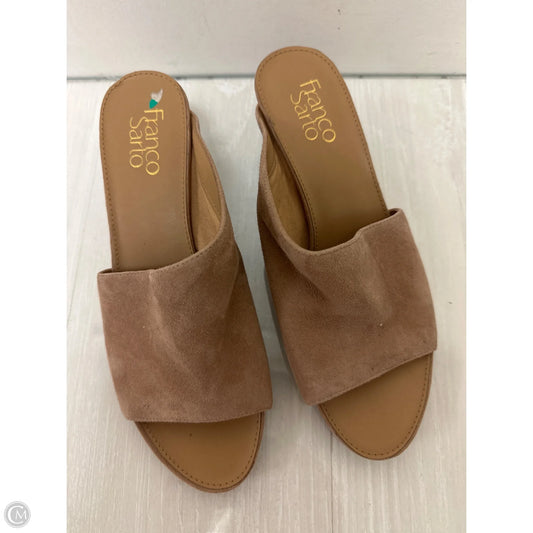 Sandals Heels Wedge By Franco Sarto In Tan, Size: 8