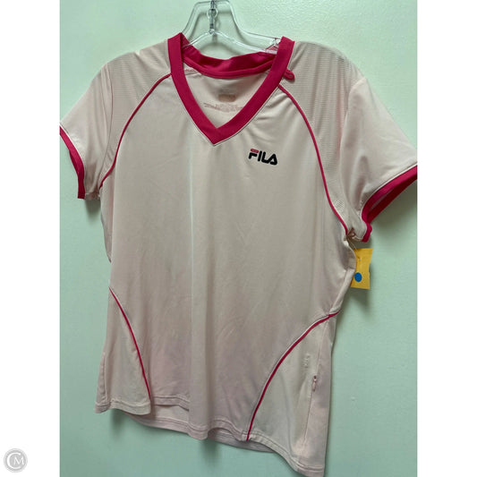 Athletic Top Short Sleeve By Fila In Pink, Size: L
