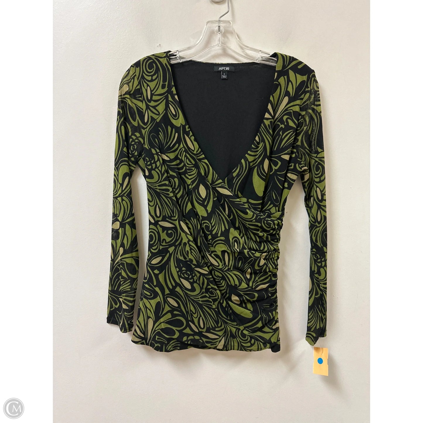 Top Long Sleeve By Apt 9 In Black & Green, Size: S
