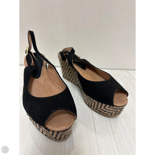 Sandals Heels Wedge By Clothes Mentor In Black, Size: 8