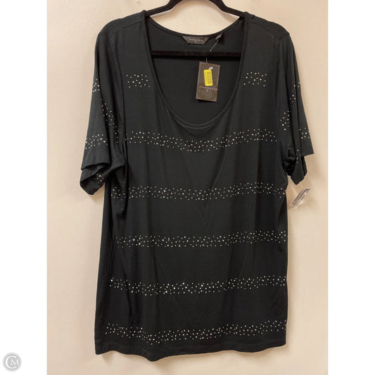 Top Short Sleeve By Investments In Black, Size: 1x