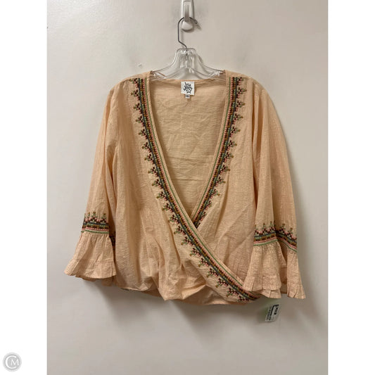 Top Long Sleeve By Ivy Jane In Peach, Size: S