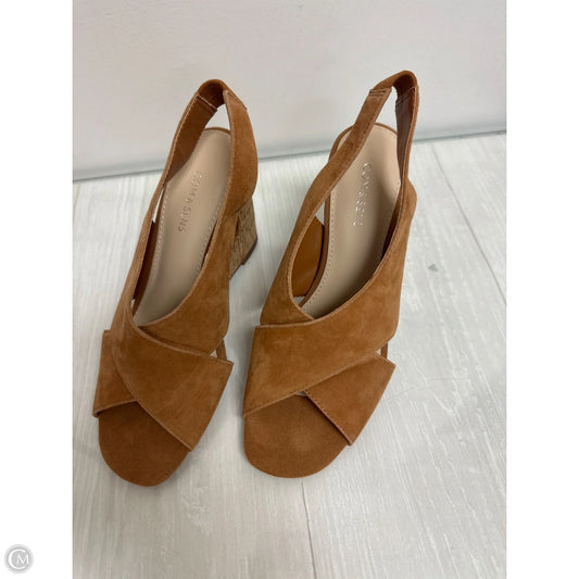 Sandals Heels Wedge By Clothes Mentor In Brown, Size: 6.5