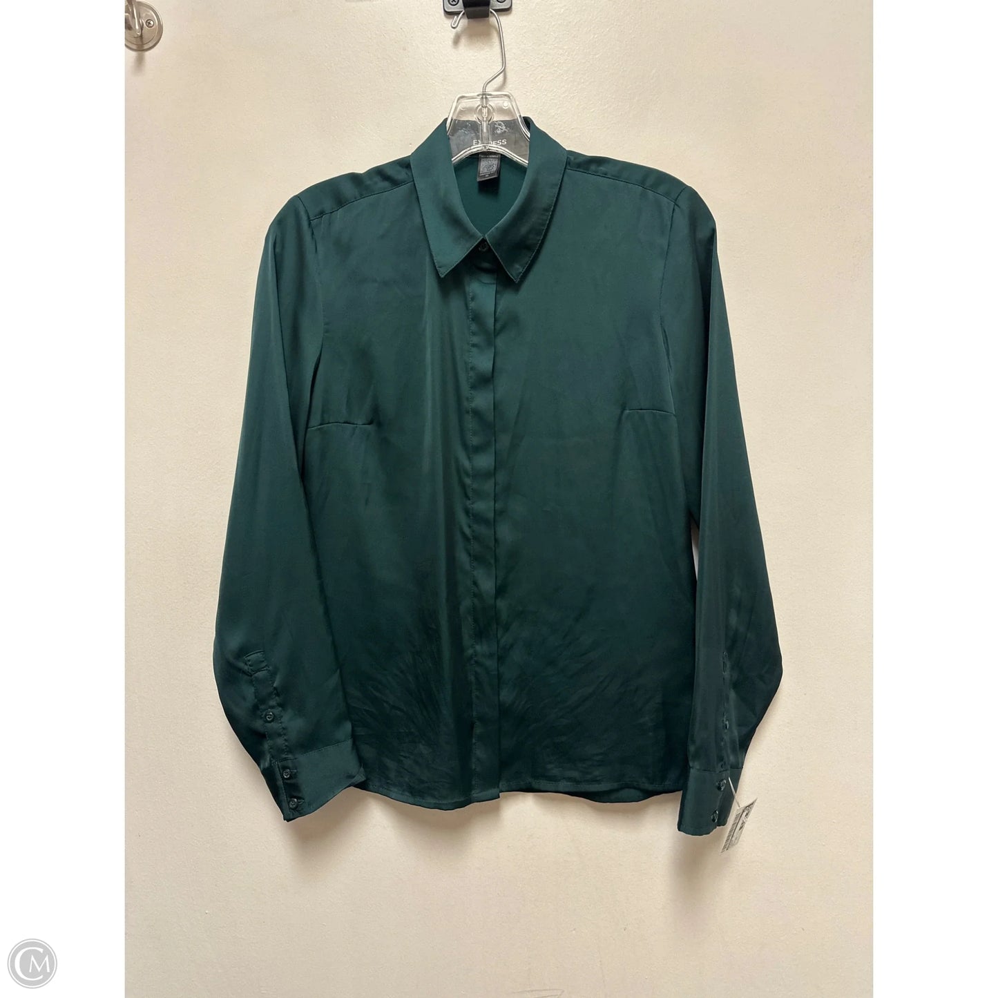 Blouse Long Sleeve By Express In Green, Size: Xs