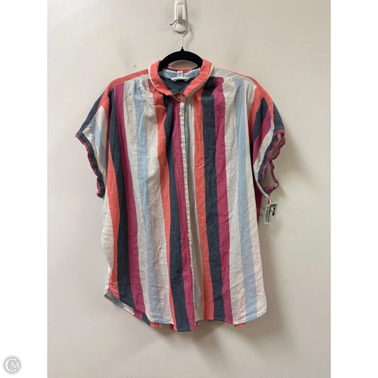 Top Short Sleeve By Time And Tru In Striped Pattern, Size: L