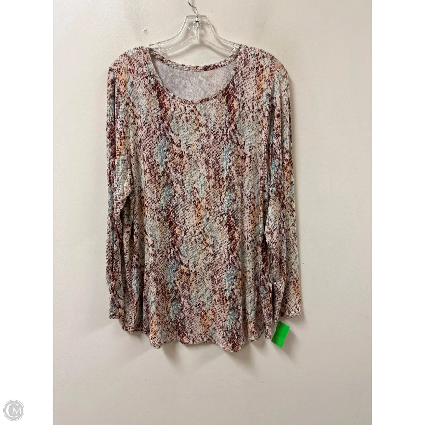 Top Long Sleeve By Apt 9 In Snakeskin Print, Size: 2x