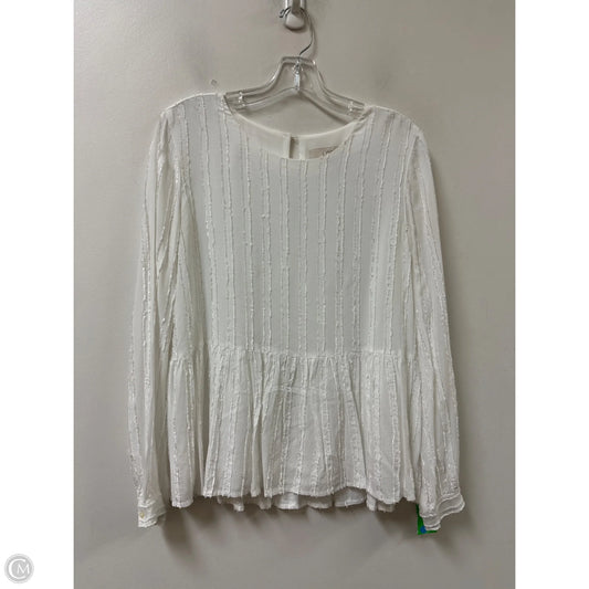 Top Long Sleeve By Loft In White, Size: M