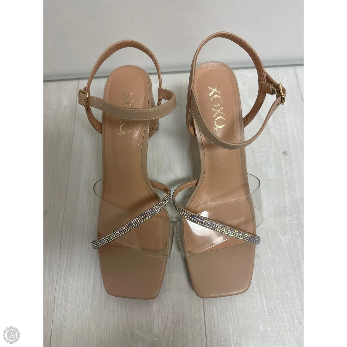 Sandals Heels Block By Xoxo In Tan, Size: 10