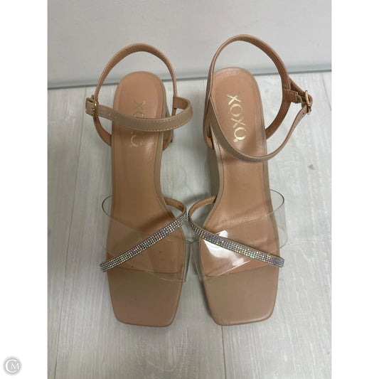 Sandals Heels Block By Xoxo In Tan, Size: 10
