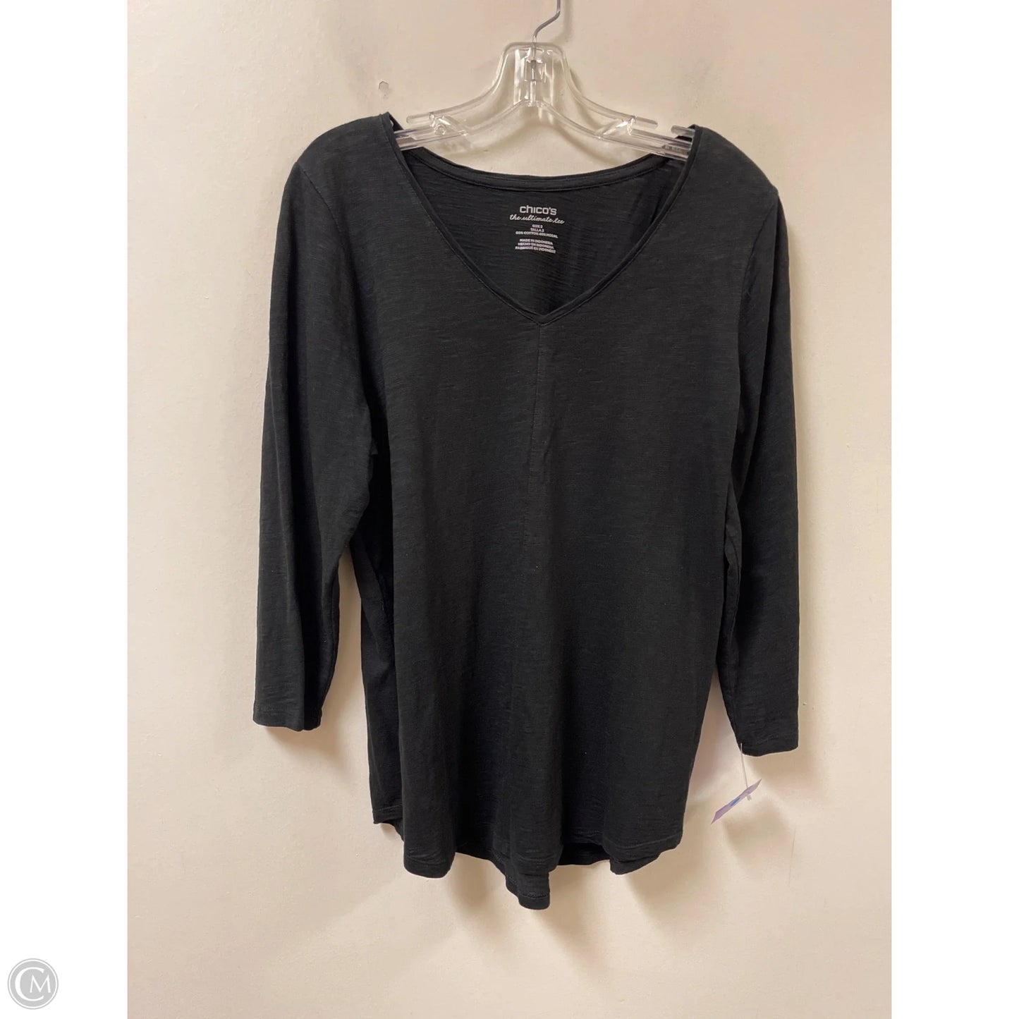 Top Long Sleeve By Chicos In Black, Size: L