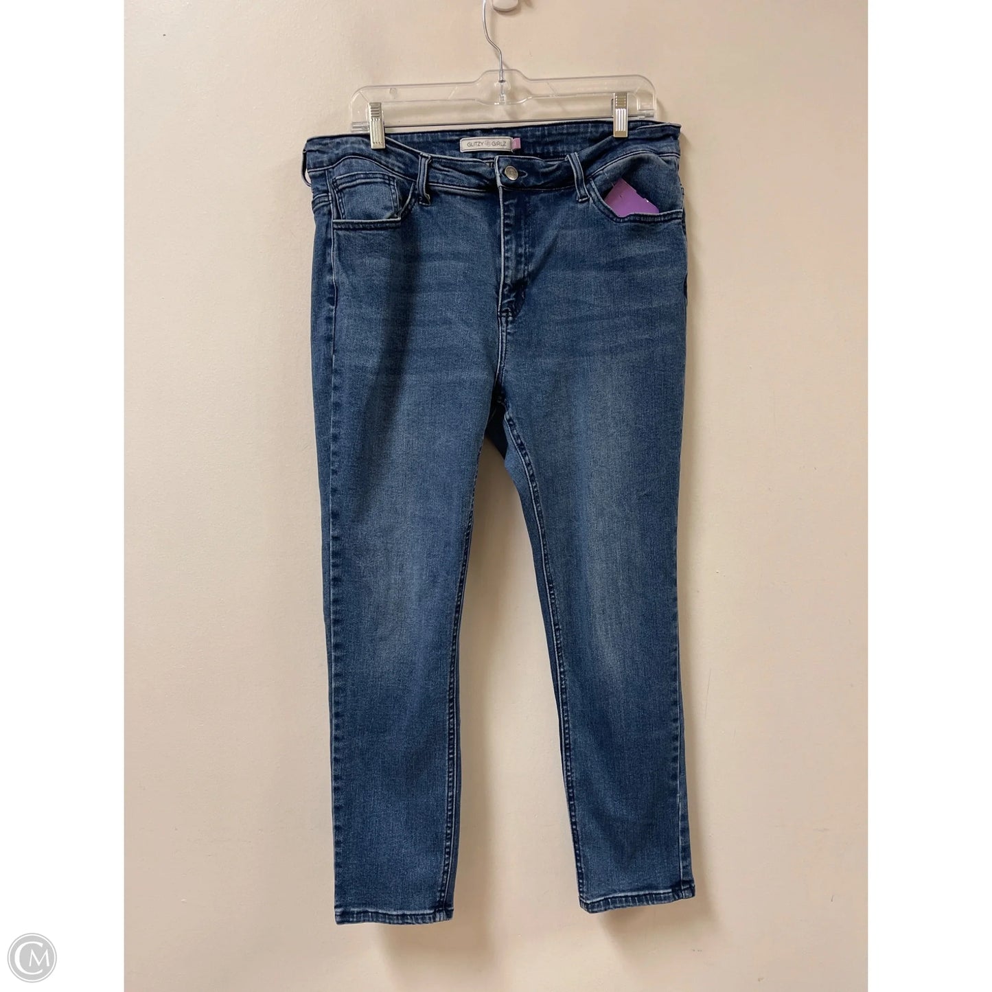 Jeans Skinny By Glitzy Girlz In Blue Denim, Size: 14