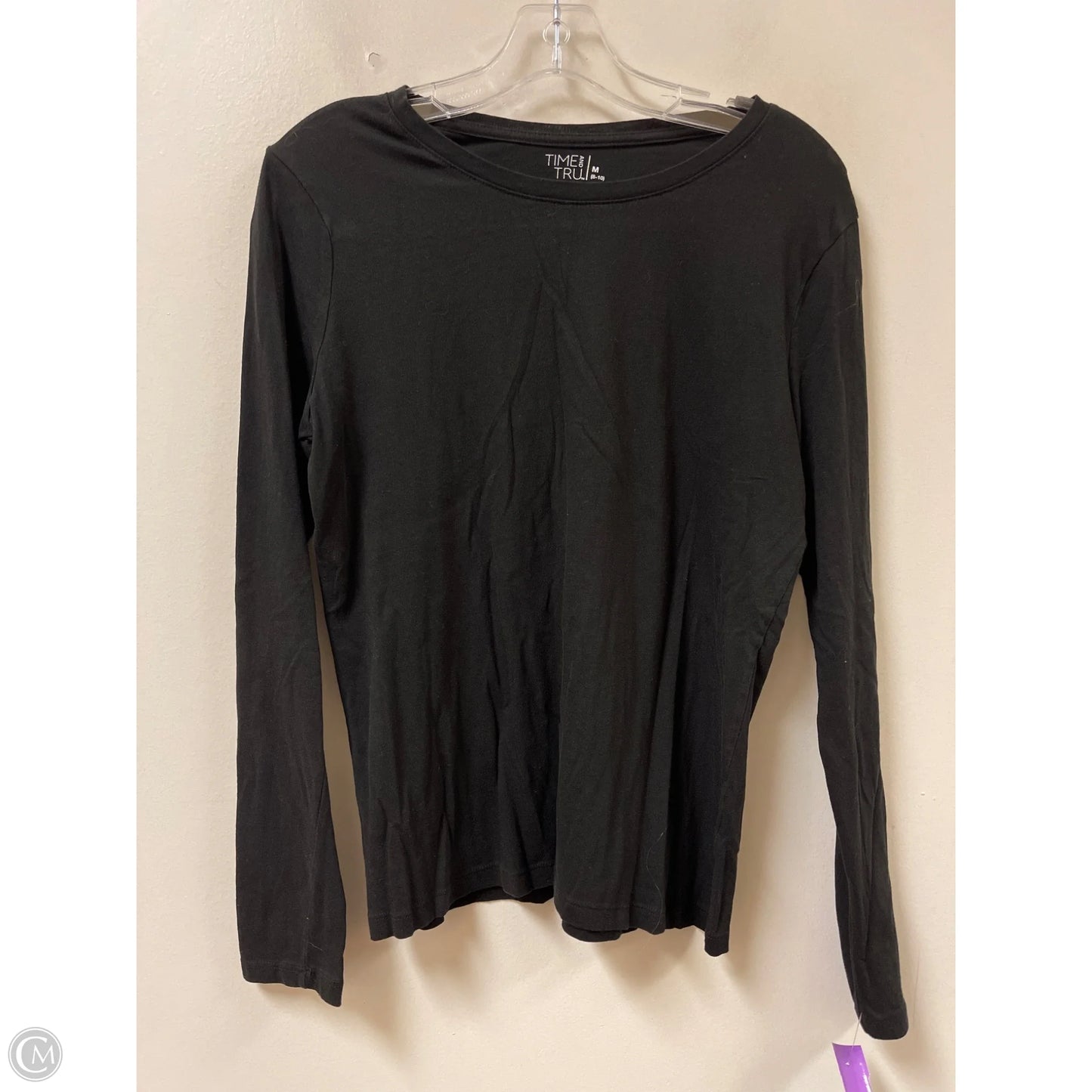 Top Long Sleeve Basic By Time And Tru In Black, Size: M