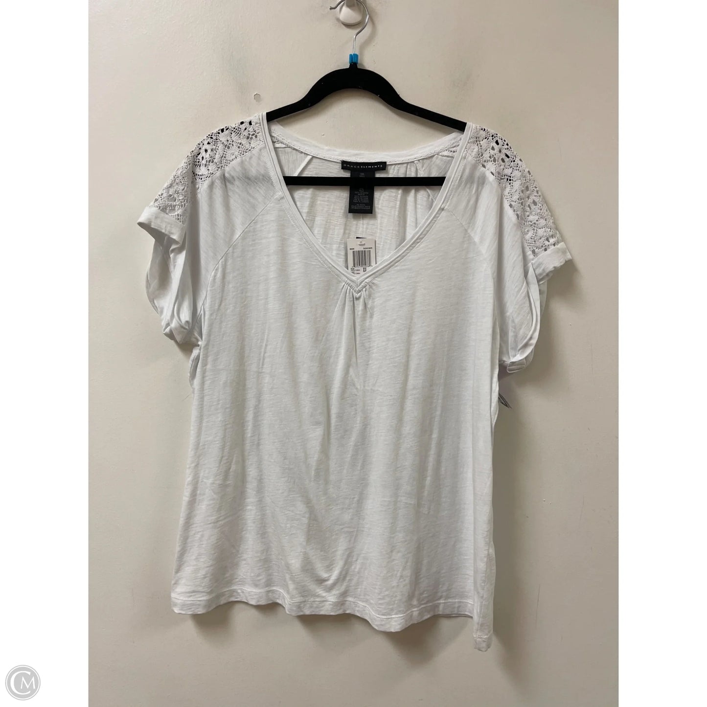 Top Short Sleeve By Grace Elements In White, Size: 2x