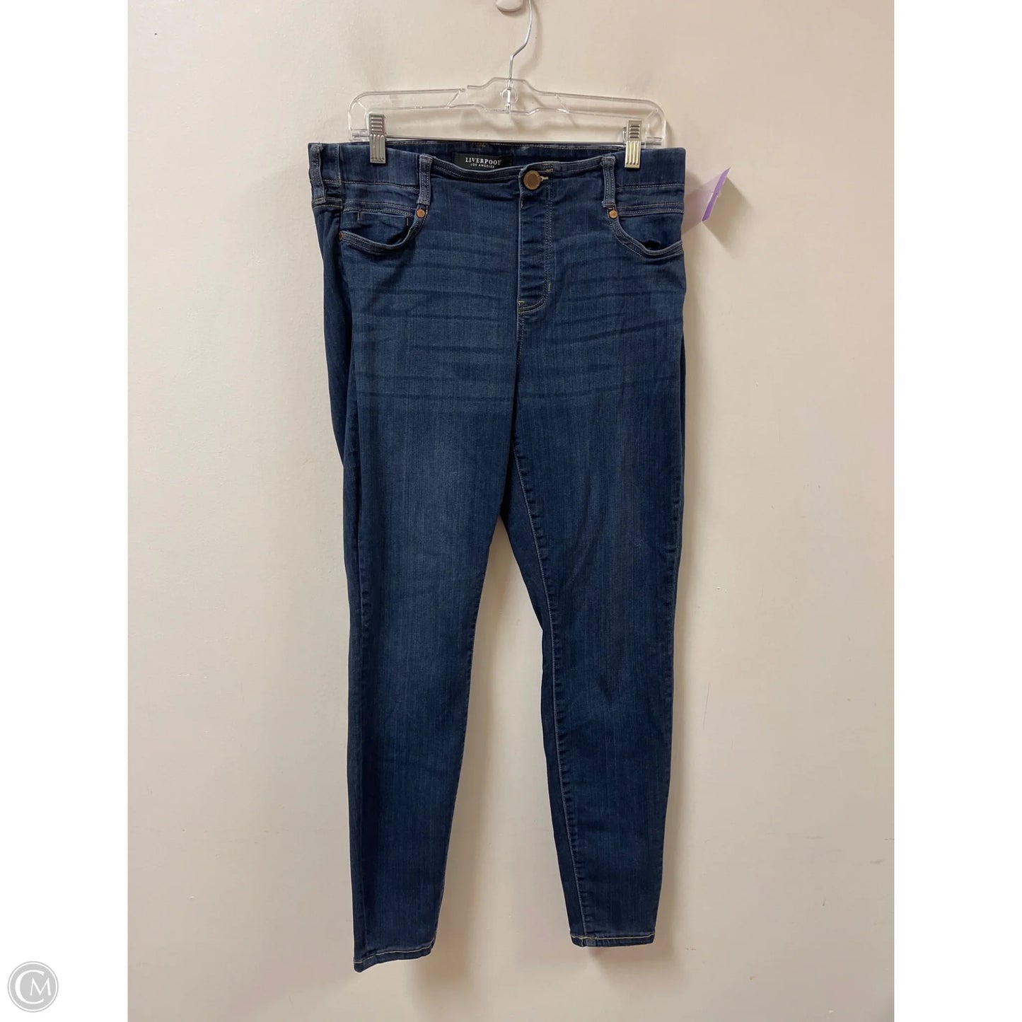 Jeans Skinny By Liverpool In Blue Denim, Size: 14