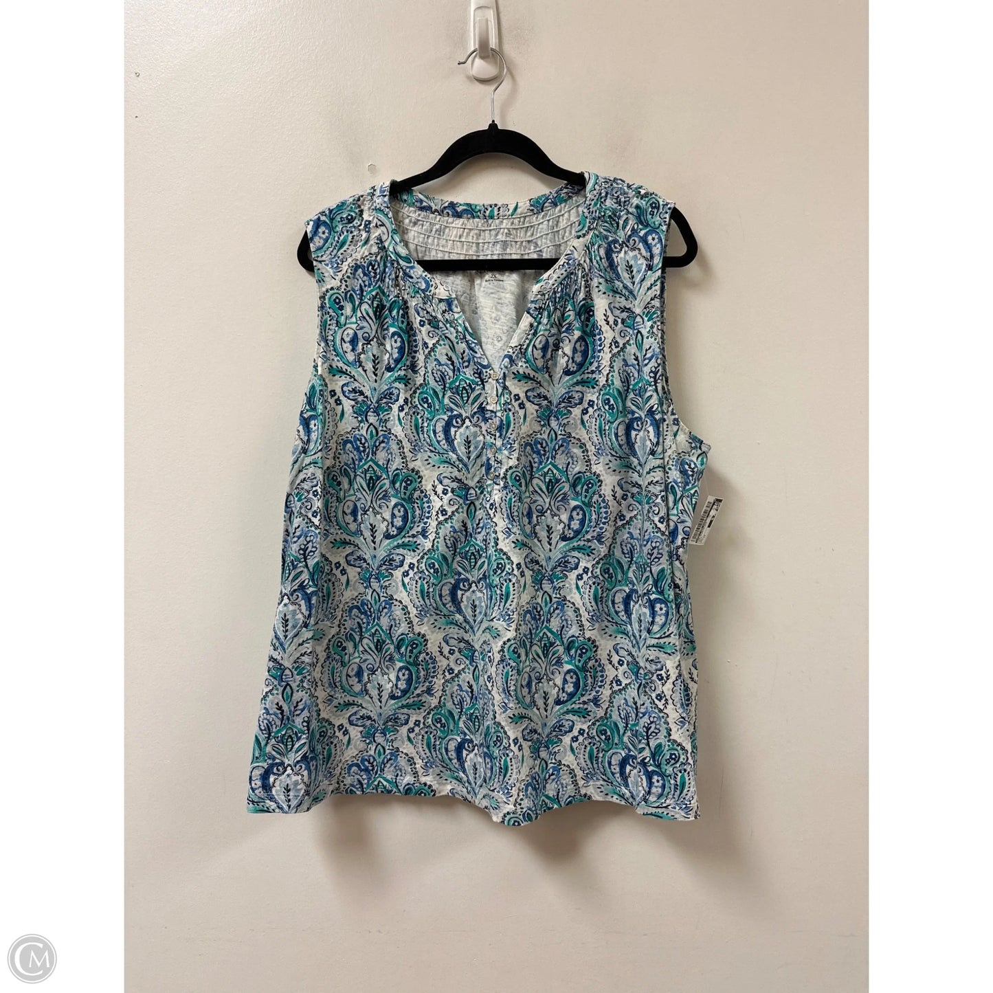 Top Sleeveless By Croft And Barrow In Blue, Size: 2x
