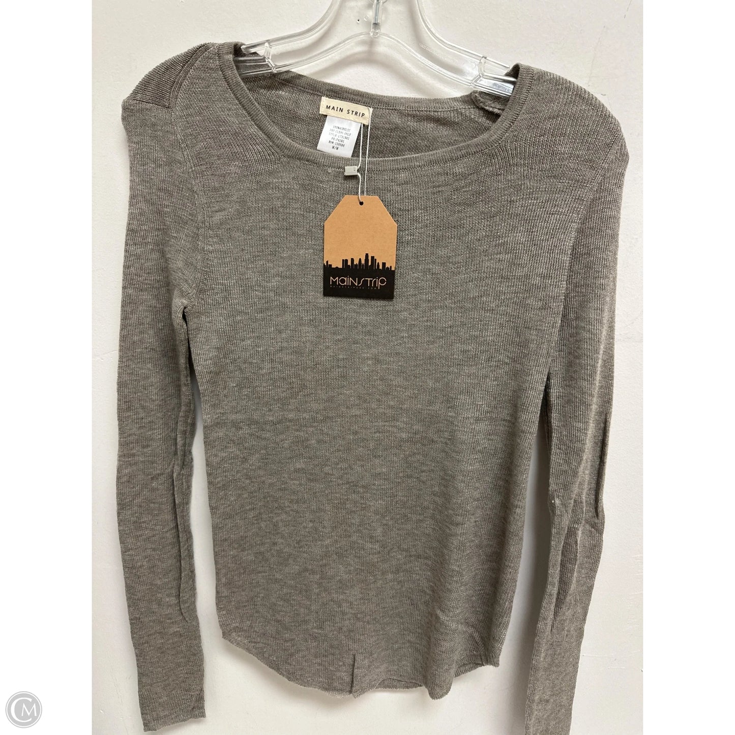 Top Long Sleeve By Main Strip In Grey, Size: M