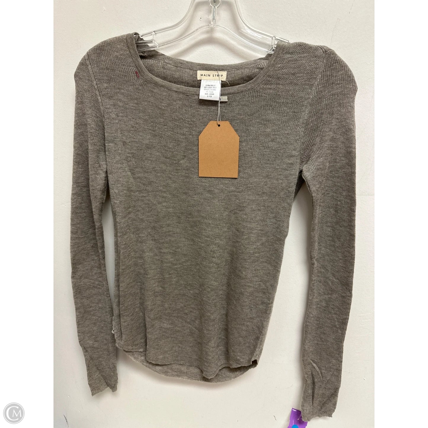 Top Long Sleeve By Main Strip In Grey, Size: S