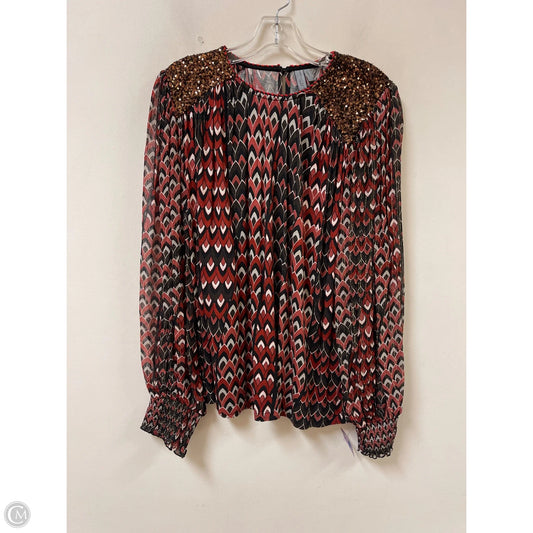 Top Long Sleeve By Blank London In Black & Red, Size: L