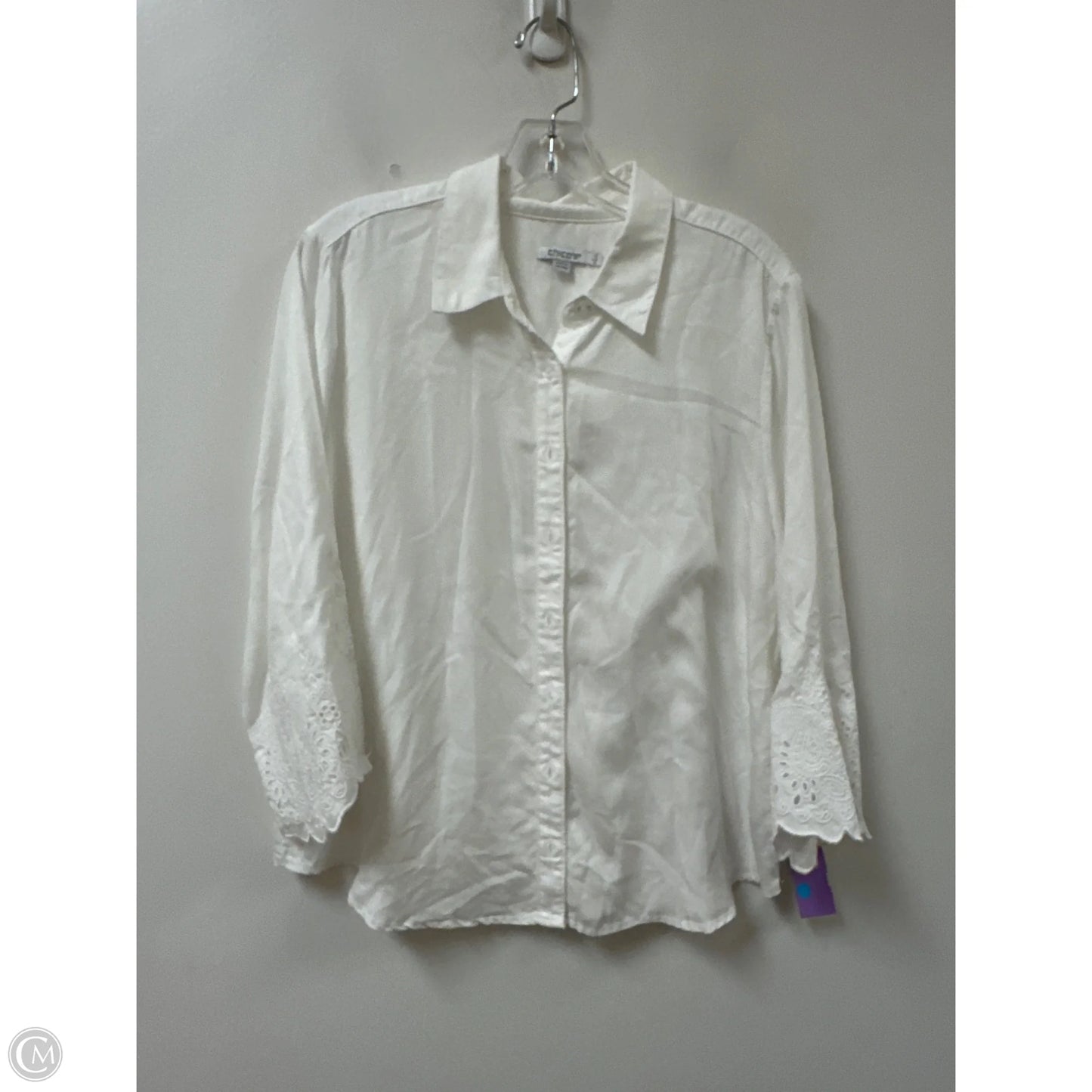 Blouse Long Sleeve By Chicos In White, Size: M